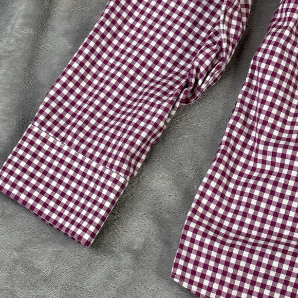 Lands End Button Down Shirt Mens M 15-15.5 Red Gingham Check Traditional Fit - Picture 5 of 10